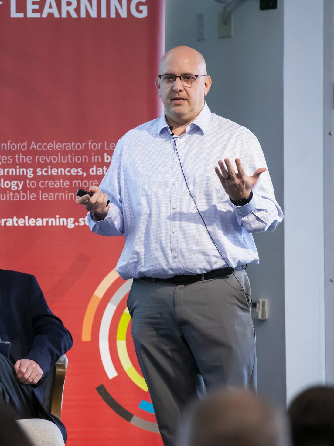 Kris Hagel presenting at a Stanford Accelerator for Learning event